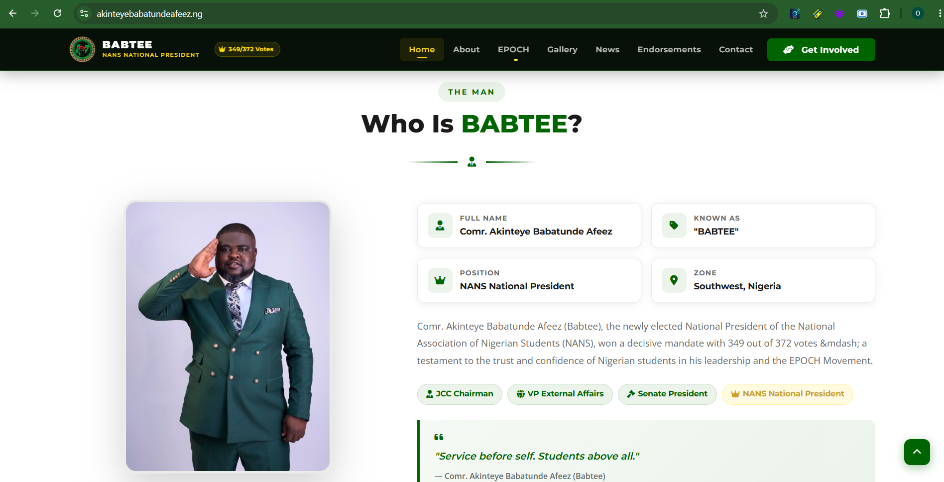 Akinteye Babatunde Afeez — Official Site live website